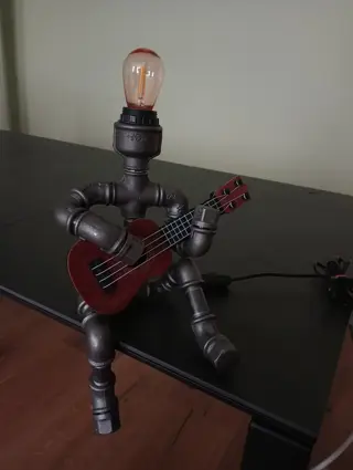 Industriële handgemaakte steampunk lamp motief gitaarplayer (nieuw)