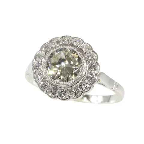 1950s Art Deco Revival Platinum Ring, a Classic Symbol of Love and Continuity