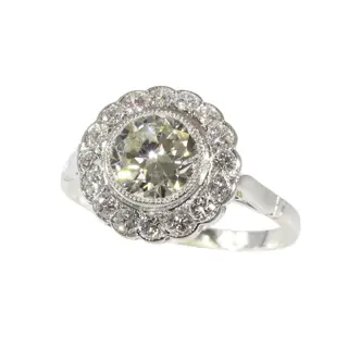 1950s Art Deco Revival Platinum Ring, a Classic Symbol of Love and Continuity