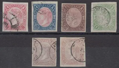Spanje 1865 - Isabella II. Complete set - Edifil 69/73A