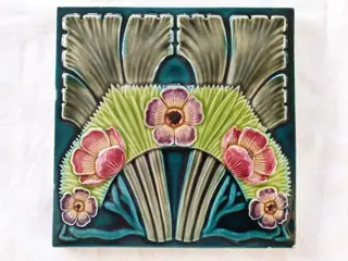 NSTG te Grohn - Jugendstil Art Nouveau tegel met daarop