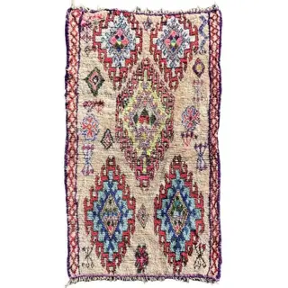 Petit tapis berbere multicolores Boujad ancien 125x220 cm -
