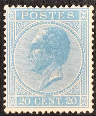 België 1865/1866 - Leopold I in profiel - 18A - 20 centimes Ultramarijn - Mooie centrage - OBP 18A