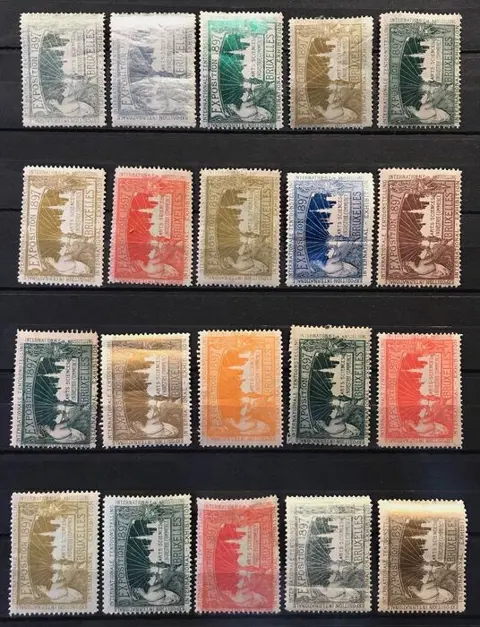 België 1897 - Reeks Postzegelvignetten in Verschillende Kleuren "Internationale Tentoonstelling - Exposition 1897"