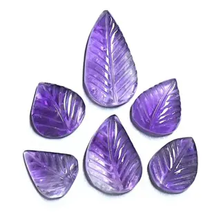 6 pcsLeaf Carved Amethist - Geen minimumprijs - 19.12 ct