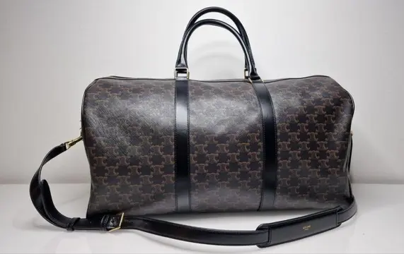 Céline - LARGE TRAVEL BAG IN TRIOMPHE CANVAS AND CALFSKIN