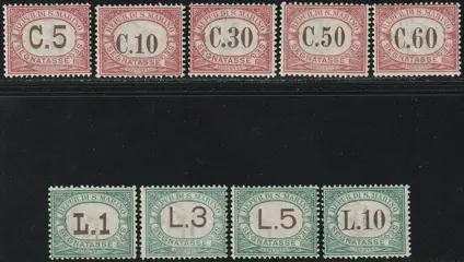 San Marino 1924 - Segnatasse colori cambiati Serie Completa integra rara lusso - Sassone S.801