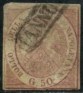 Italiaanse oude staten - Napels 1858 - 50 grana brownish pink. With certificate. - Sassone N. 14