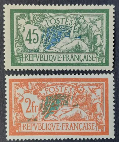 Frankrijk 1907 - Merson, selection of 2 stamps - Yvert 143 et 145