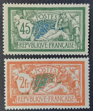Frankrijk 1907 - Merson, selection of 2 stamps - Yvert 143 et 145