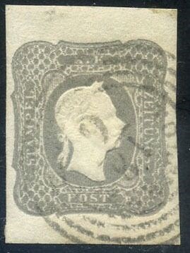 Italiaanse oude staten - Lombardije Venetië 1861 - Effigy of Franz Joseph facing right, newspapers 1.05 s. dark grey. With certificate. - Sassone G 10f