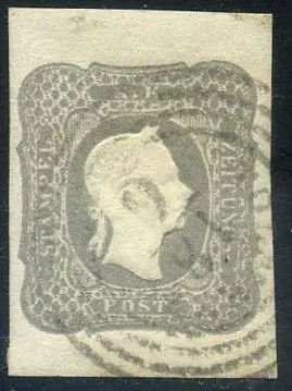 Italiaanse oude staten - Lombardije Venetië 1861 - Effigy of Franz Joseph facing right, newspapers 1.05 s. dark grey. With certificate. - Sassone G 10f