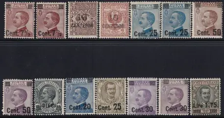 Koninkrijk Italië 1923/1927 - Wonderful complete overprinted sets - Sassone S. 25+S.34