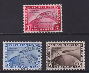 Duitse Rijk 1933 - Chicagofahrt. Gekeurd: Oechsner BPP - Michel: 496/498