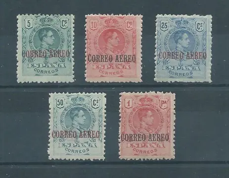 Spanje 1920 - Alfonso XIII Medallion type, airmail - Edifil nº 292/96