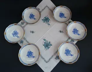 Herend - Apponyi - blauw - borden met boter, jam, kaviaar -