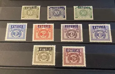 Katanga 1960 - Strafportzegels van Belgisch Congo met opdruk Katanga - OBP/COB TX1/7 + 1a/2a