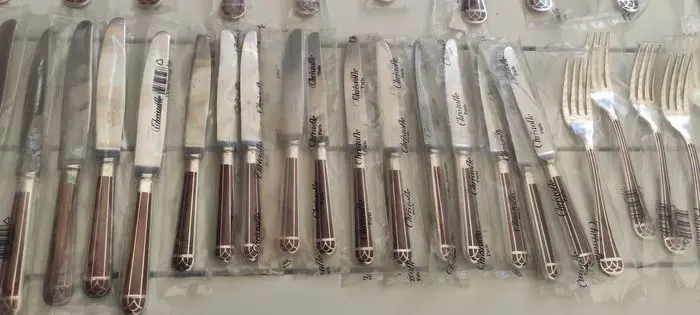 Christofle - Dessertmessen (12) - Lak, Verzilverd, Chinese