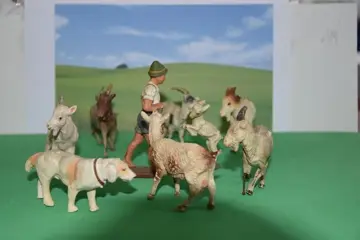 Elastolin - Figuur/beeld Ziegen und Hirte (rd. 9,5 cm hoch)