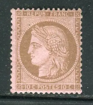 Frankrijk 1873 - Superbe & Rare n° 58d Fond Ligné Neuf ** Signé Calves