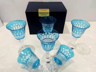 Turquoise glazen (6) - Boheems kristal