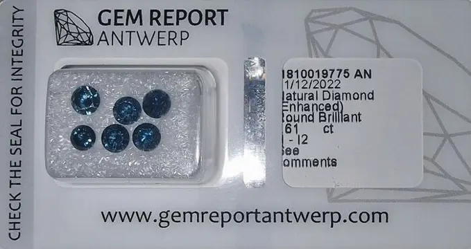 6 pcs Diamanten - 1.61 ct - Rond - Mix Blue - P1, P2