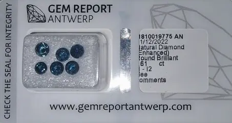 6 pcs Diamanten - 1.61 ct - Rond - Mix Blue - P1, P2