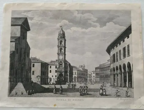 Italië, Romagna, Faenza; Rosaspina Bernardino - Piazza di Faenza - 1821-1850