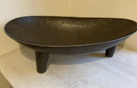 SCHAAL DIENBLAD GROOT METAAL OUD DECO DIA 60 cm NIEUW