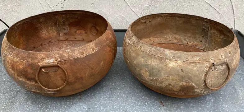 SCHAAL GROOT IRON OLD ROUND ROESTBRUIN DIA 35 CM NIEUW