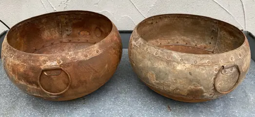 SCHAAL GROOT IRON OLD ROUND ROESTBRUIN DIA 35 CM NIEUW