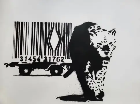 Banksy (after) - Barcode Leopard poster - The World of