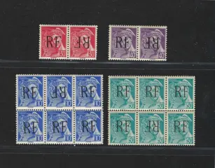 Frankrijk - NEUFS** Lot de timbres libération Montreuil Bellay avec surcharges renversées tenant à normal