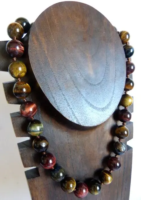 Kostbare topkwaliteit tijgeroog collier - lengte 45 cm -
