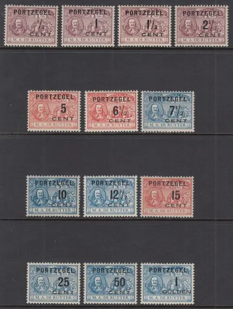 Nederland 1907 - Port opdrukken De Ruyter - NVPH P31/P43