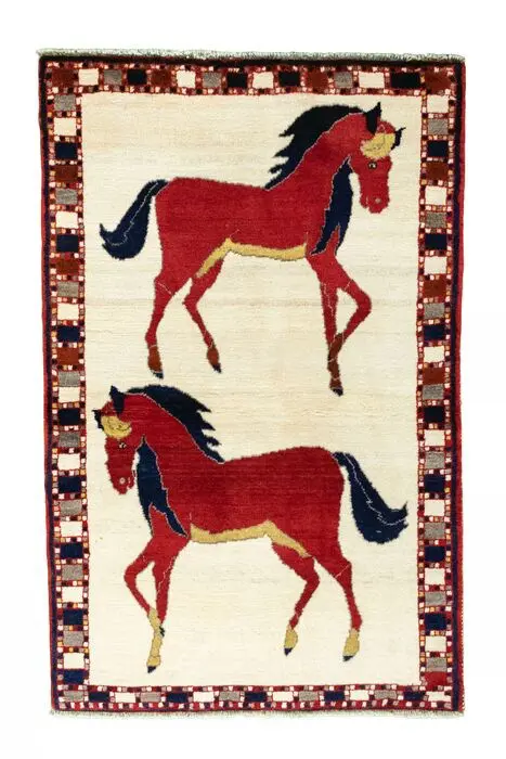 Gabbeh - Verzamelobject - Paarden - 160 cm - 101 cm