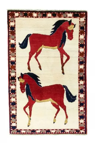 Gabbeh - Verzamelobject - Paarden - 160 cm - 101 cm