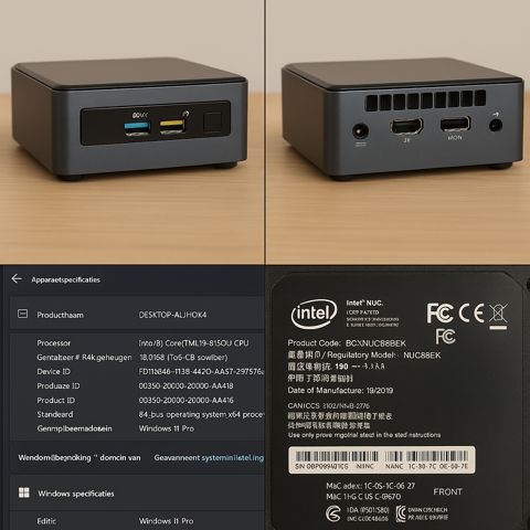 Intel NUC8i5BEK met Core i5-8259U, 16GB DDR4, ADATA SX8200 NVMe-SSD, Windows 11 Pro +monitor AOC 21i