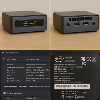 Intel NUC8i5BEK met Core i5-8259U, 16GB DDR4, ADATA SX8200 NVMe-SSD, Windows 11 Pro +monitor AOC 21i