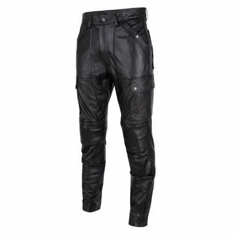 Heren leren broek model motor in maat 30 t/m 44