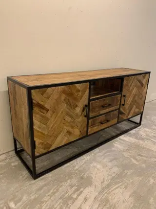 Dressoir mangohout met visgraat motief 150cm