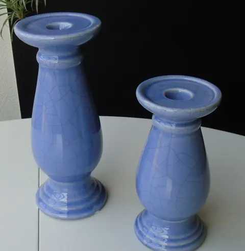 KANDELAAR LILA MET CRAQUELE OLD LOOK MIDDEL 19 CM NIEUW