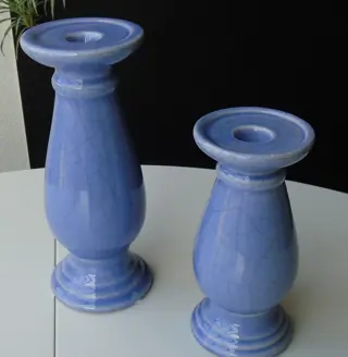 KANDELAAR LILA MET CRAQUELE OLD LOOK MIDDEL 19 CM NIEUW