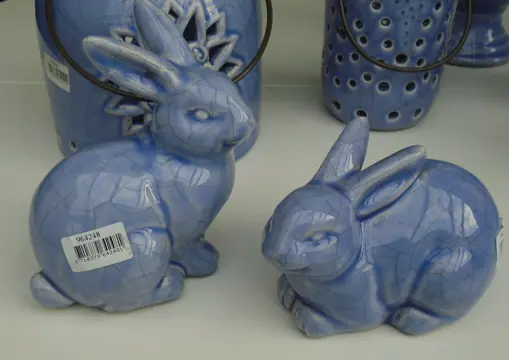 KONIJNTJES LILA MET CRAQUELE OLD LOOK SET 2 DLG NIEUW