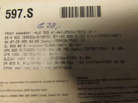 REMBLOKKEN VOOR Kawasaki ER 5 1997 - 2005