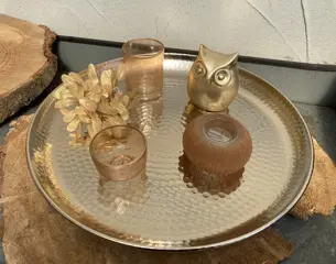 PLATEAU DIENBLAD SCHAAL NIKKEL GROOT DIA 43 cm NIEUW