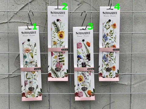 THERMOMETER METAAL 4 BLOEM DECOR NIEUW