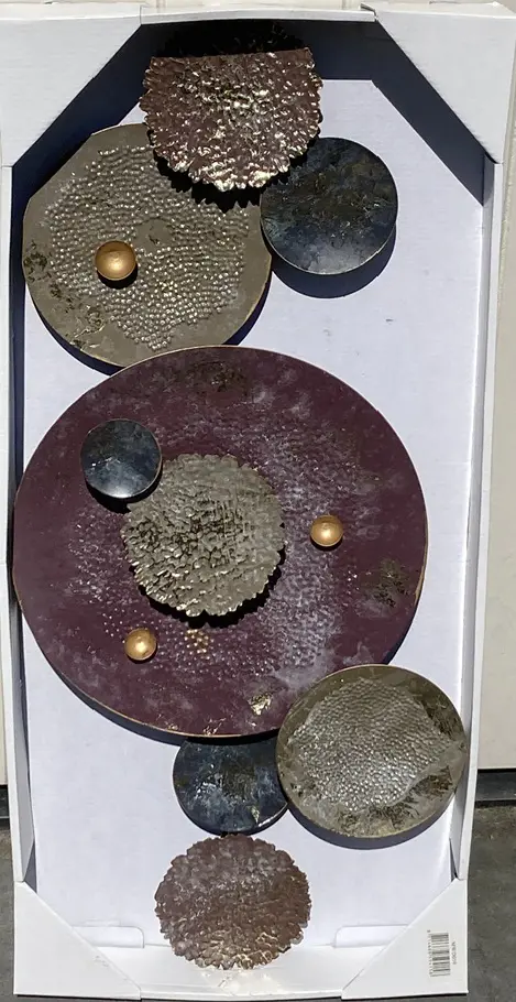 METALEN WANDDECORATIE 76,5 cm goud, bruin-rood zilver NIEUW