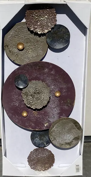 METALEN WANDDECORATIE 76,5 cm goud, bruin-rood zilver NIEUW