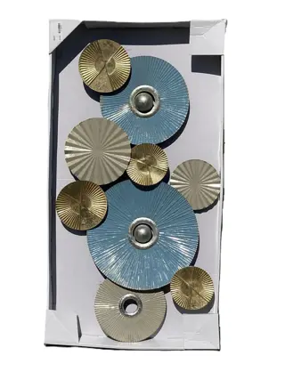 METALEN WANDDECORATIE 88 cm goud, zilver, blauw NIEUW